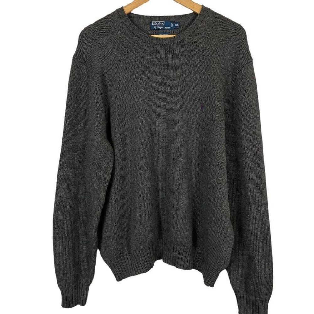 Polo Ralph Lauren Mens Long Sleeve Gray Pullover 100% Cotton Casual Sweater XXL